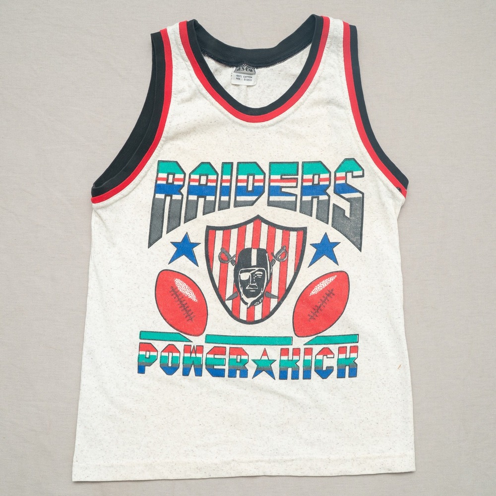Vintage 80s 90s Raiders Power Kick ASCO Tank Top Ringer